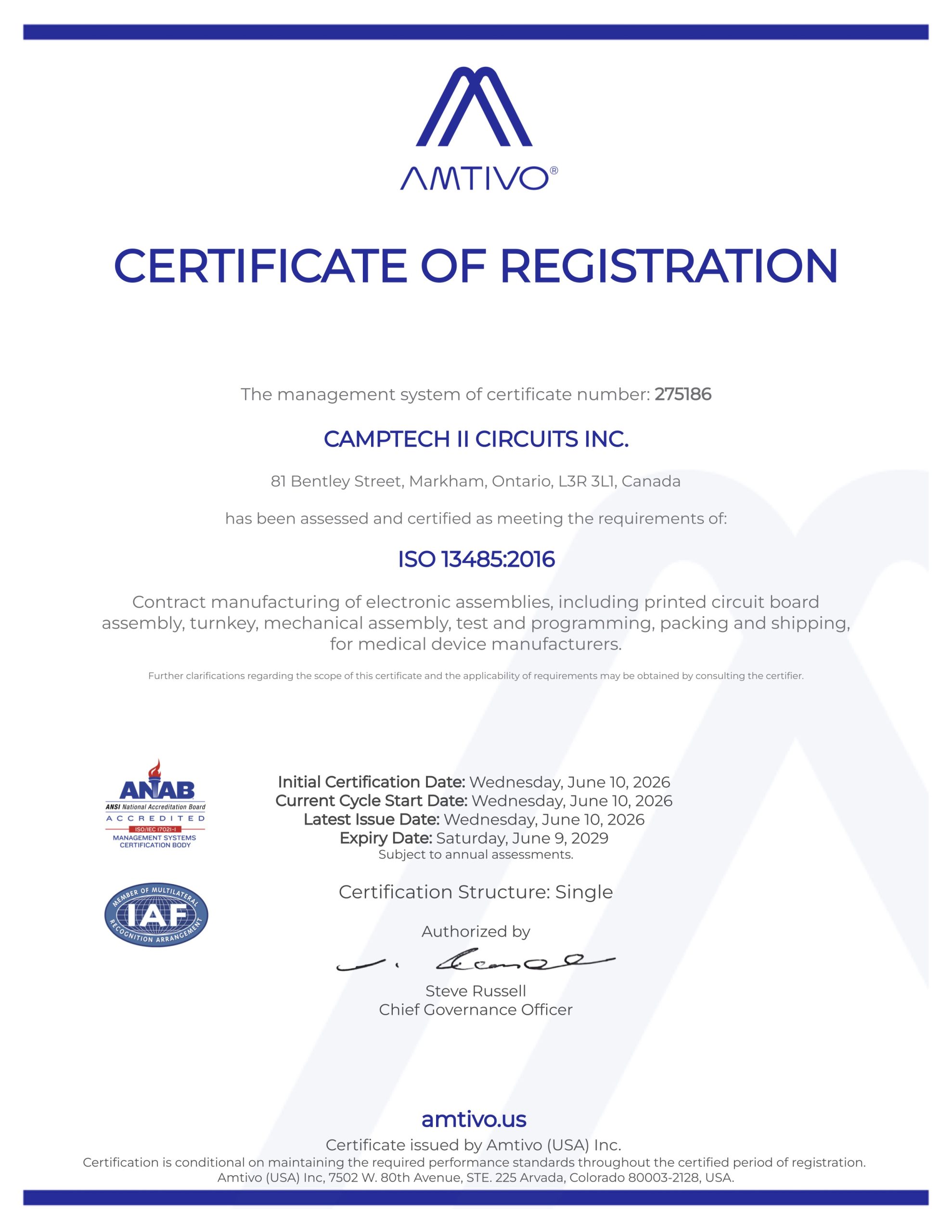 ISO 13485:2016 certificate